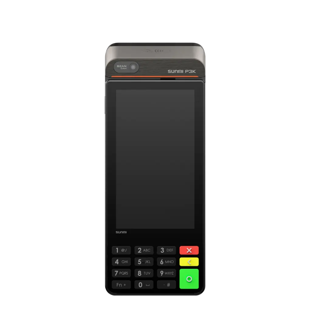P3HK-Smart Payment Terminal SUNMI P3KH EN(5HD,MT8768,2G+32G,2M
Front+5M Rear Camera,eSIM,NA 4G,Pogopin,5V/2A US Adapter)