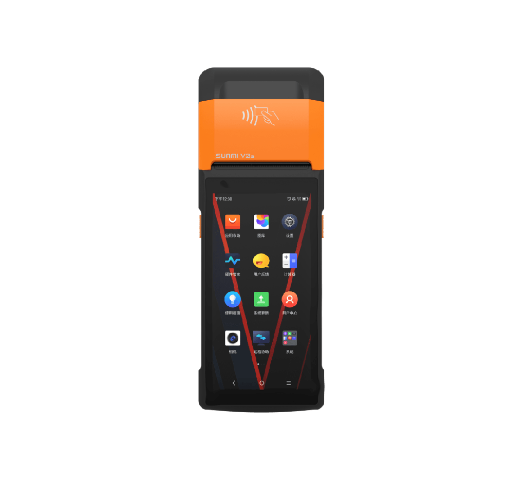 V2s-Smart Mobile Terminal SUNMI V2s
EN（5.5HD+、MT8766、16G+2G、5M+2M
Camera、2*NanoSIM+MicroSD、US 4G、NFC、PSAM*2、Scanner、Label Printer、US Adapter）